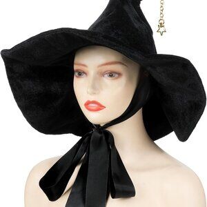 Halloween Witch Hat Lolita Halloween Wizard Hat Lolita Star Wizard Knitted Black